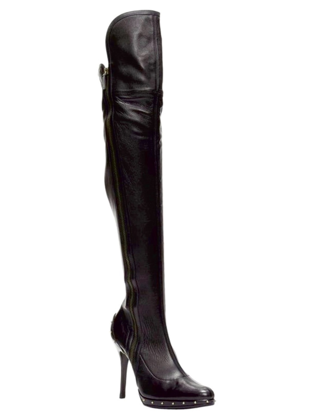 GUCCI TOM FORD F/W 2003 Runway Black Leather OTK Stiletto Archival Boot EU 37.5